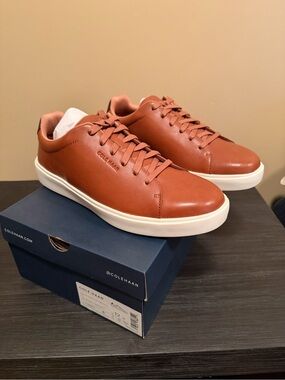 Cole Haan Tan Leather Low-Top Sneakers